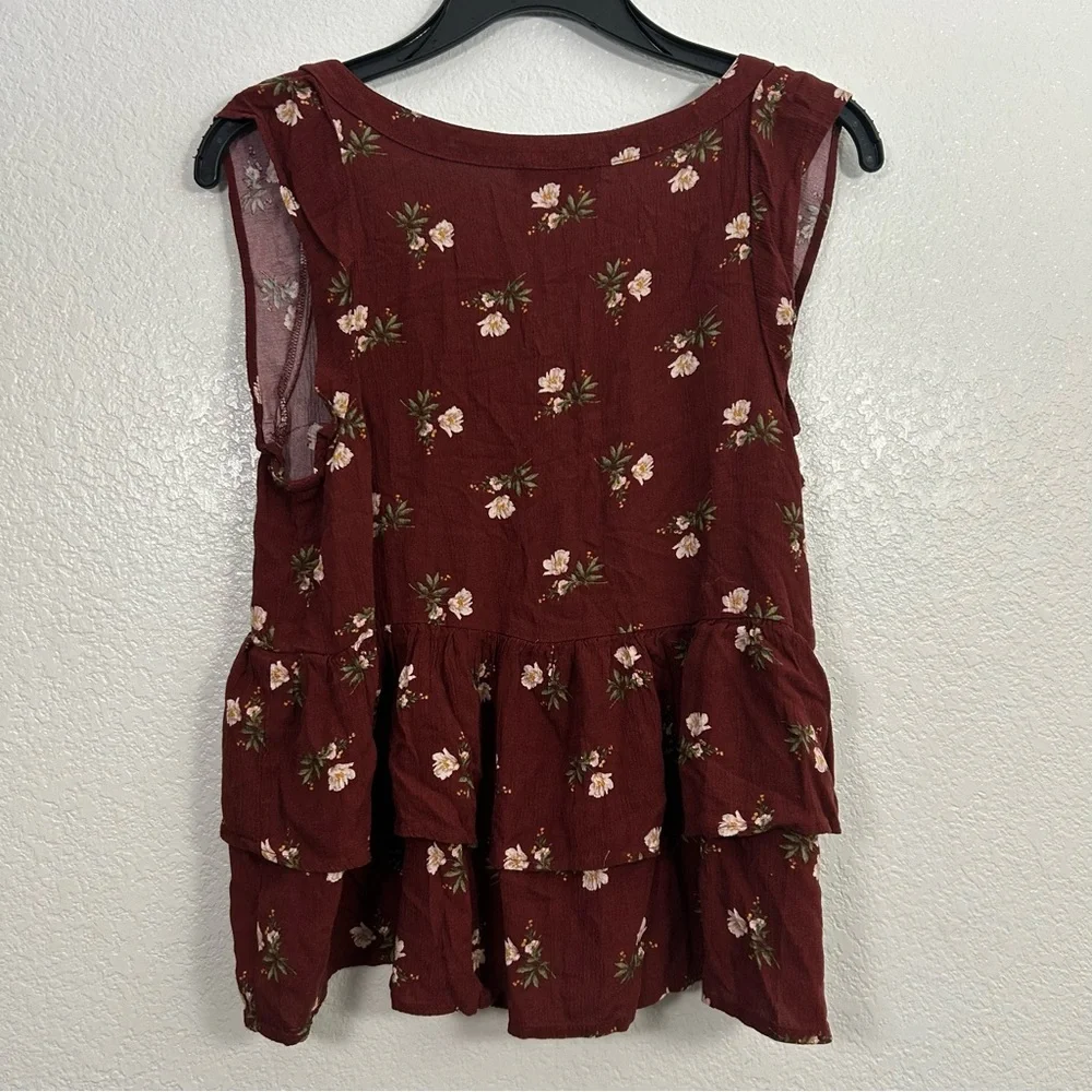 American Eagle Sleeveless Boho Floral Tiered Top - Picture 5 of 8